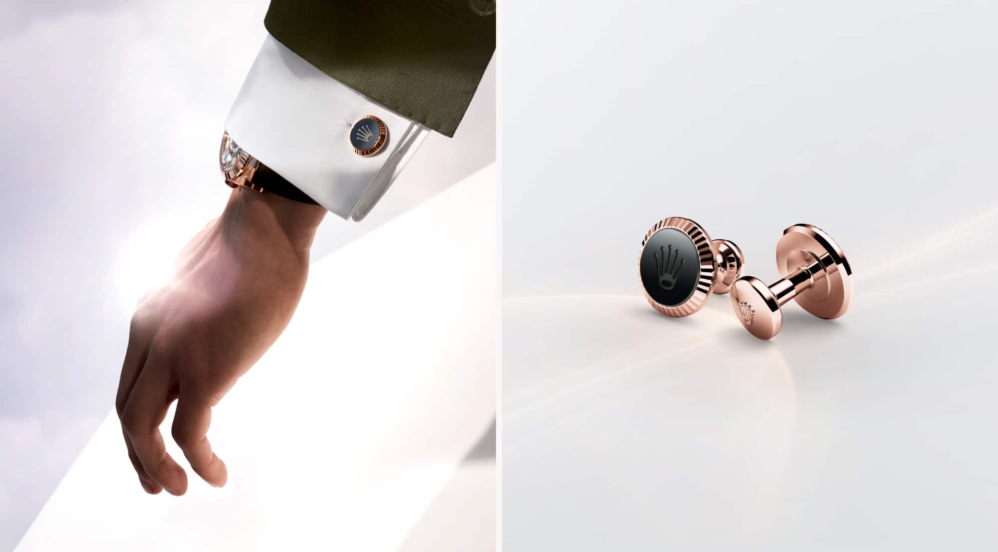 Rolex Accessoires – Juwelier Weinmayr – Manschettenknöpfe Riffeldesign