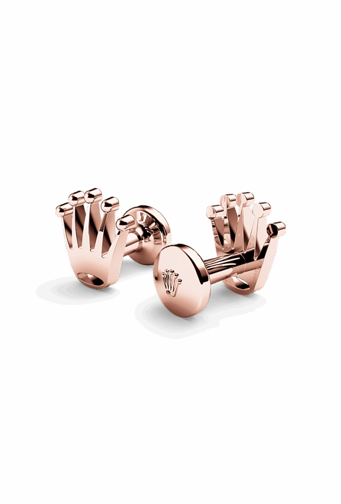 Rolex Manschettenknöpfe Krone in Everose-Gold, A1015 bei Juwelier Weinmayr – Packshot