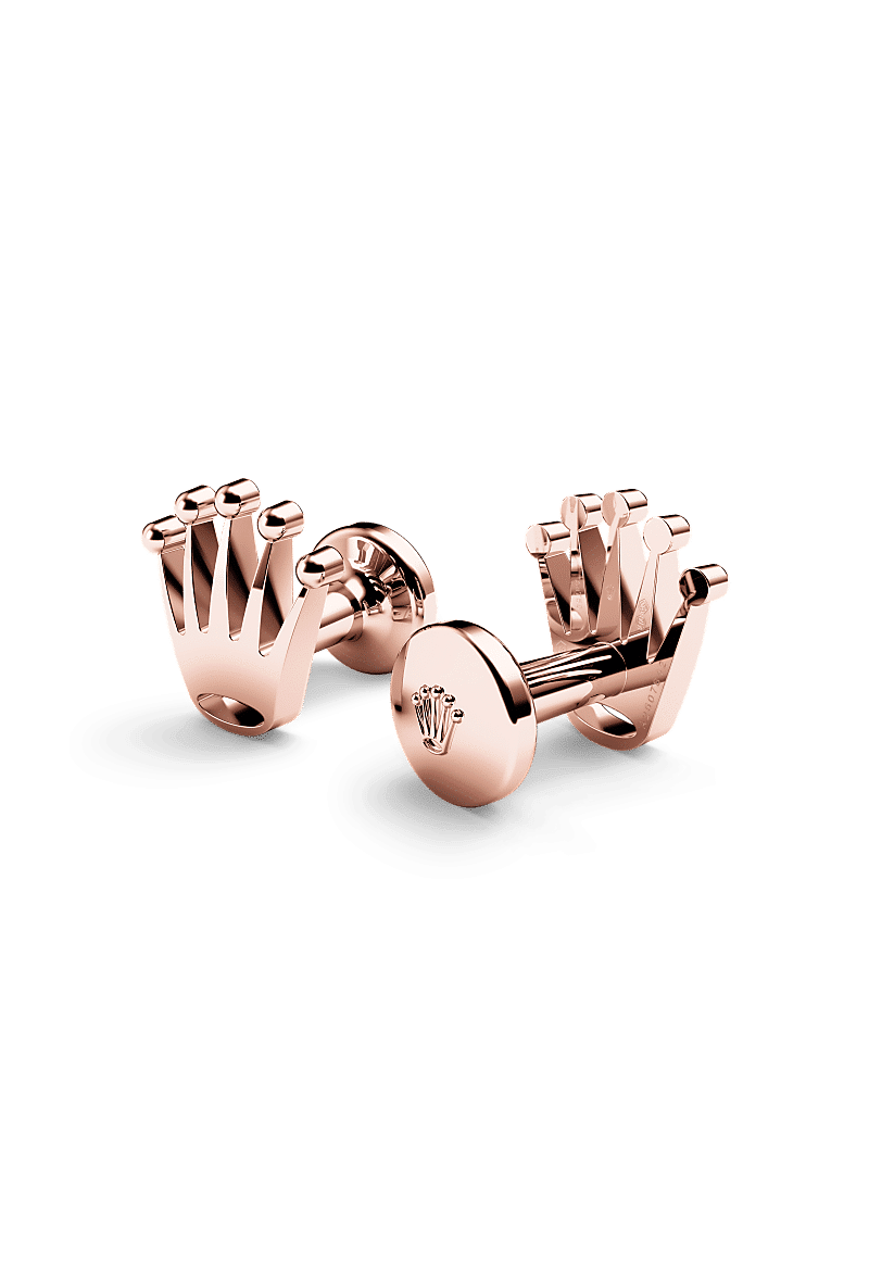 Rolex Manschettenknöpfe Krone in Everose-Gold, A1015 bei Juwelier Weinmayr – Packshot