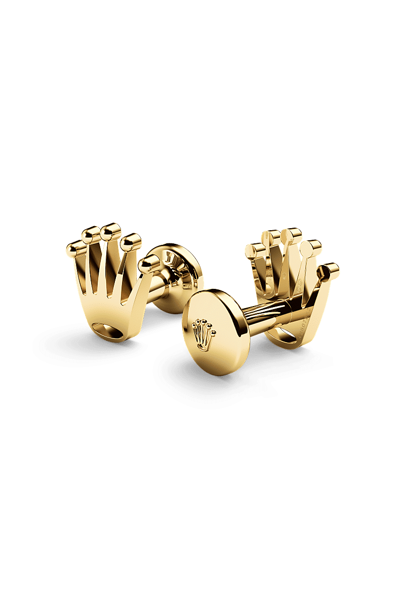 Rolex Manschettenknöpfe Krone in Gelbgold, A1018 bei Juwelier Weinmayr – Packshot