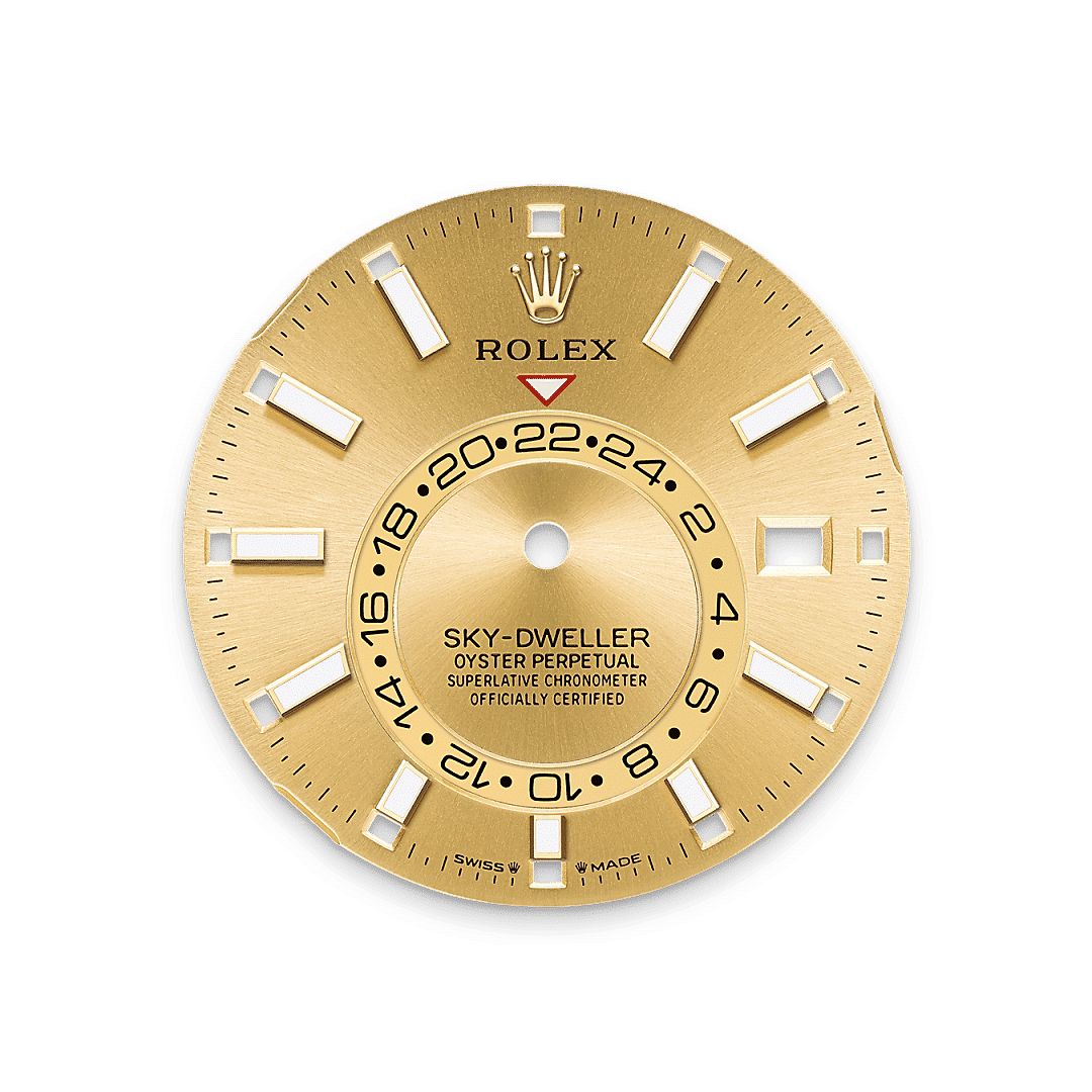 Rolex Sky-Dweller in Edelstahl Oystersteel und Gelbgold, M336933-0001 – Juwelier Weinmayr – Champagner­farbenes Zifferblatt