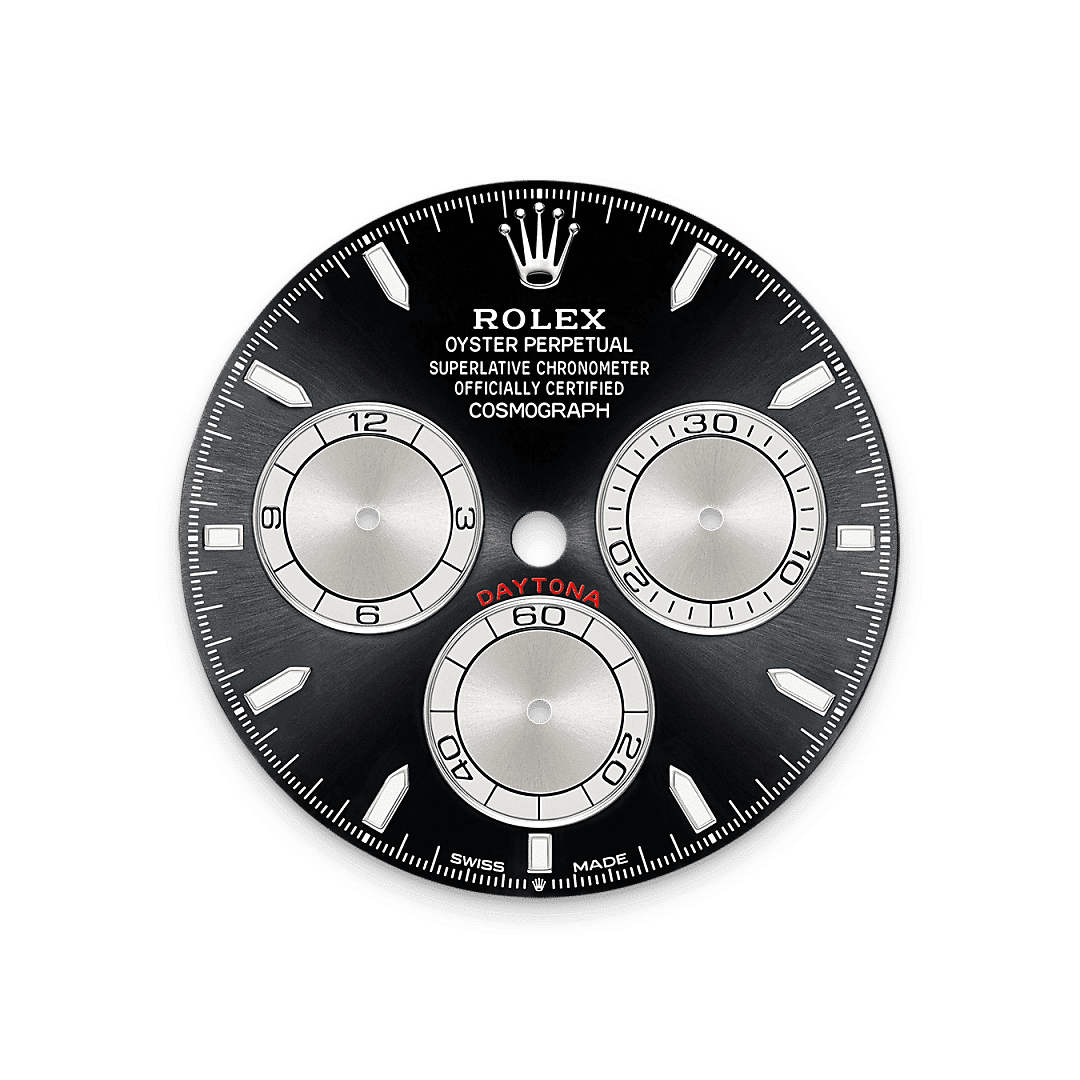 Rolex Cosmograph Daytona in 18 Karat Weißgold, M126509-0001 – Juwelier Weinmayr – Zifferblatt in strahlend Schwarz und Stahl