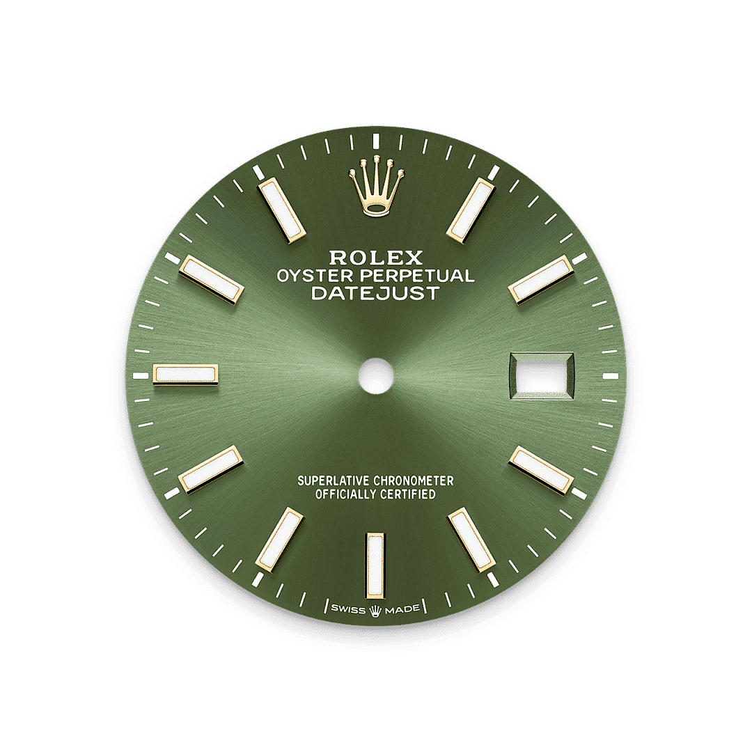 Rolex Datejust 36 in Edelstahl Oystersteel und Gelbgold, M126203-0058 – Juwelier Weinmayr – Olivgrünes Zifferblatt