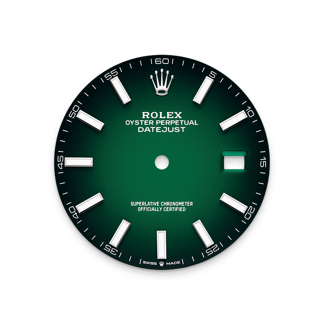 Rolex Datejust 41 in Edelstahl Oystersteel und Weißgold, M126334-0033 – Juwelier Weinmayr – Zifferblatt in Grün ombré