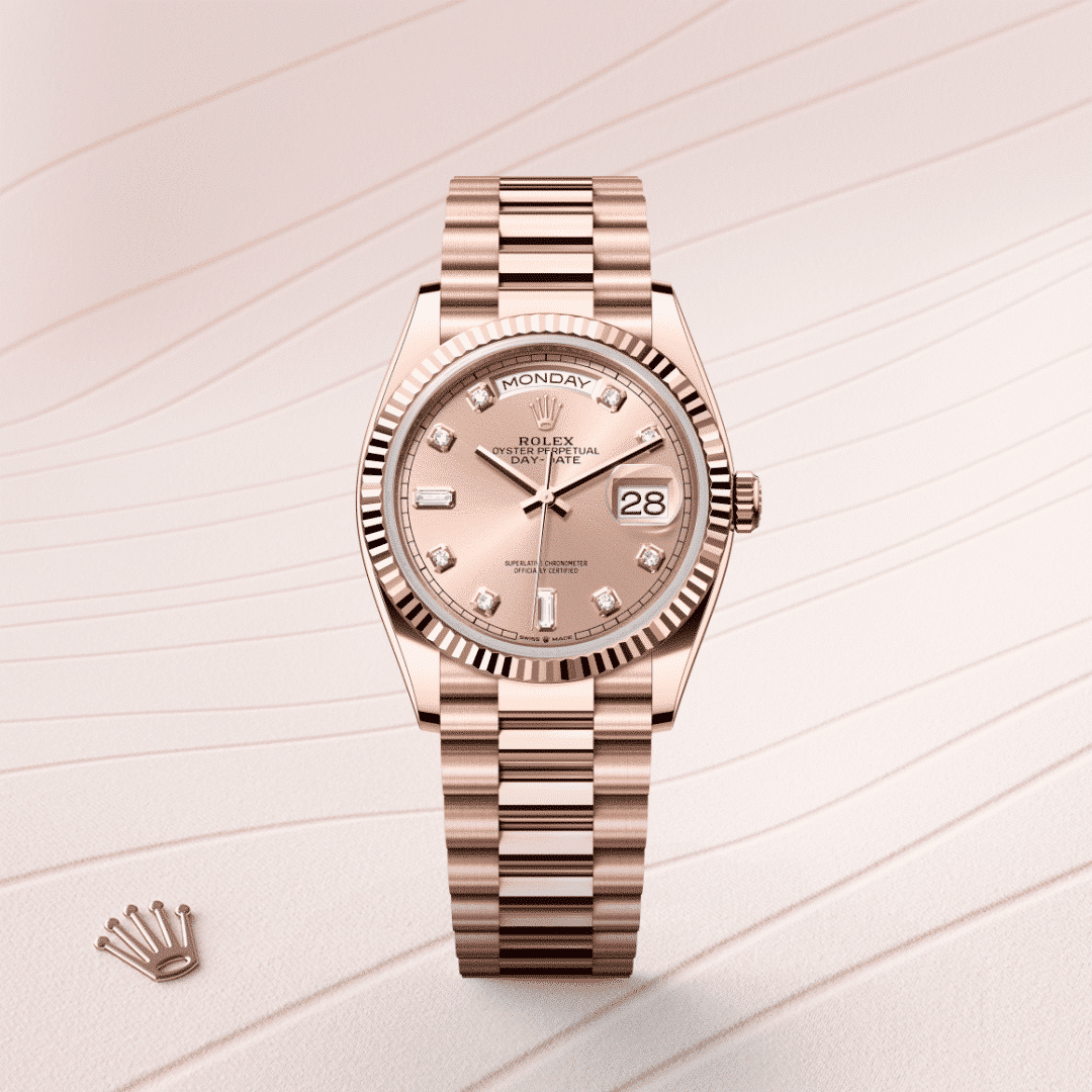 Rolex Day-Date 36 in 18 Karat Everose-Gold mit Diamanten, M128235-0009 – Juwelier Weinmayr – Galerie 1
