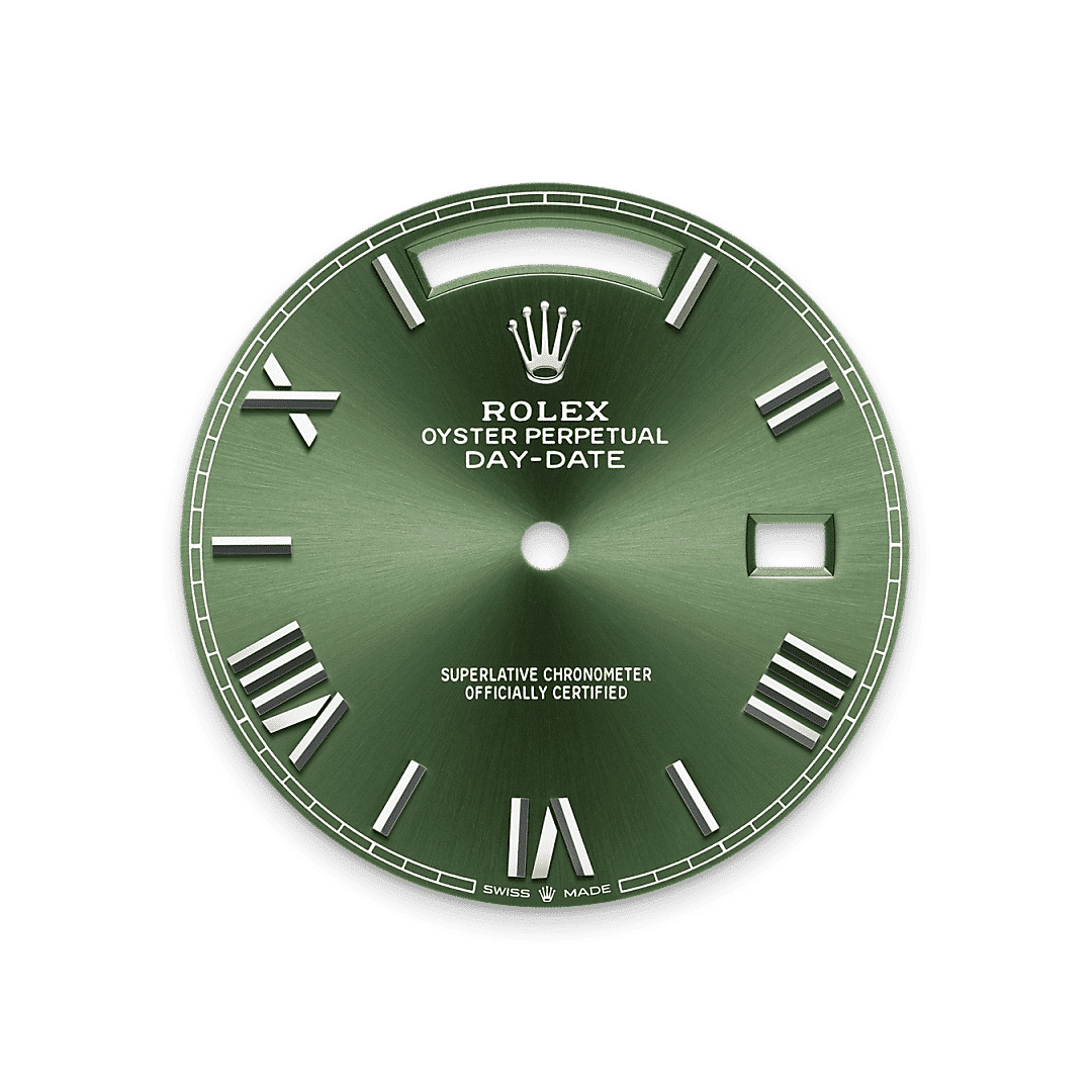 Rolex Day-Date 40 in 18 Karat Weißgold, M228239-0033 – Juwelier Weinmayr – Olivgrünes Zifferblatt