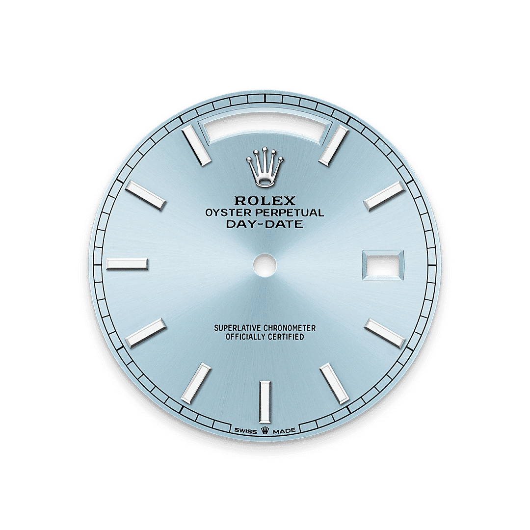 Rolex Day-Date 40 in Platin, M228236-0018 – Juwelier Weinmayr – Eisblaues Zifferblatt
