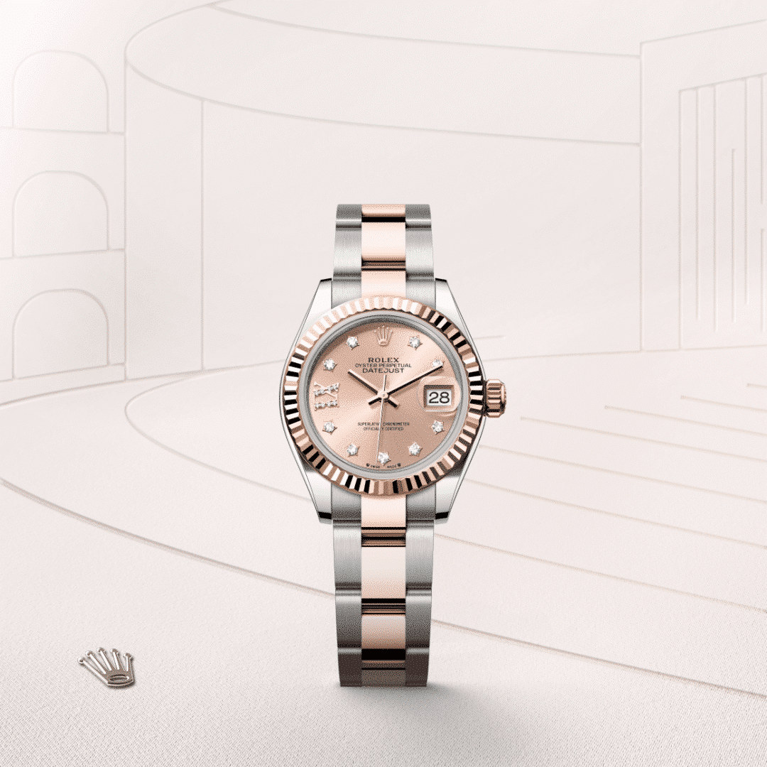 Rolex Lady-Datejust in Edelstahl Oystersteel und Everose-Gold mit Diamanten, M279171-0028 – Juwelier Weinmayr – Galerie 1
