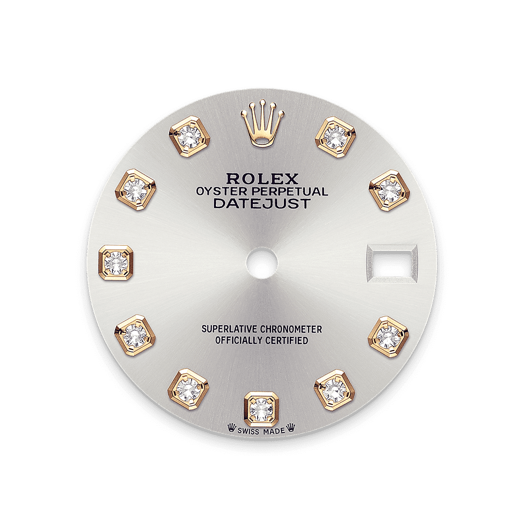 Rolex Lady-Datejust in Edelstahl Oystersteel und Gelbgold mit Diamanten, M279173-0007 – Juwelier Weinmayr – Silbernes Zifferblatt