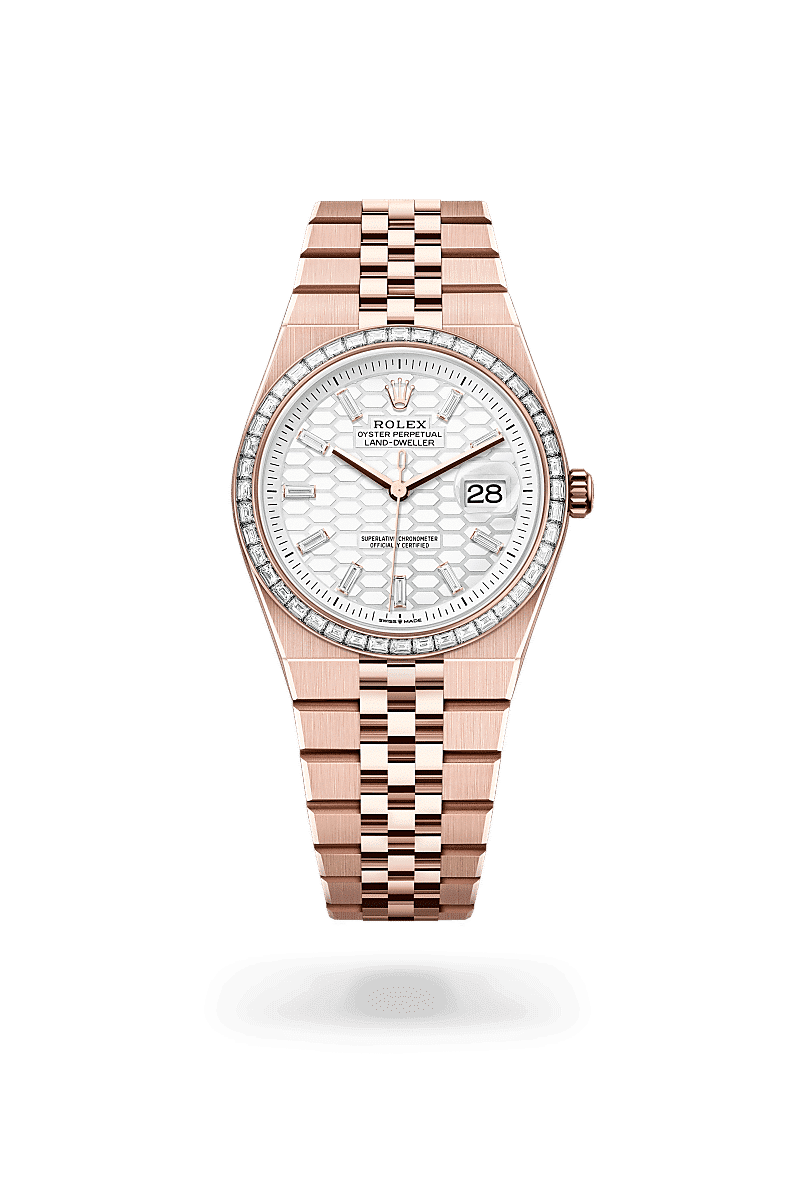 Rolex Land-Dweller 36 in 18 Karat Everose-Gold mit Diamanten, M127285TBR-0002 – Juwelier Weinmayr