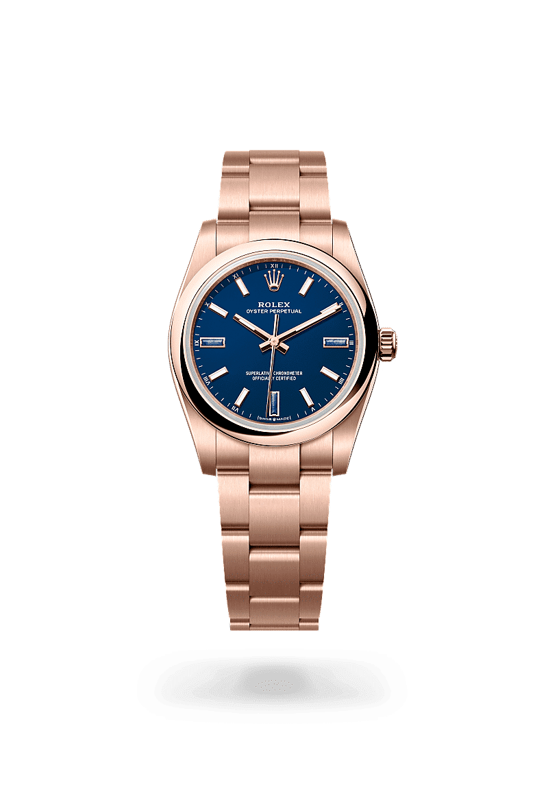Rolex Oyster Perpetual 34 in 18 Karat Everose-Gold, M124205-0002 – Juwelier Weinmayr