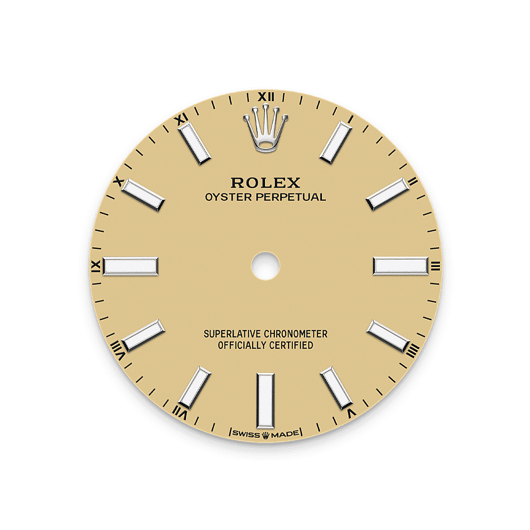 Rolex Oyster Perpetual 34 in Edelstahl Oystersteel, M124200-0007 – Juwelier Weinmayr – Zifferblatt in Beige