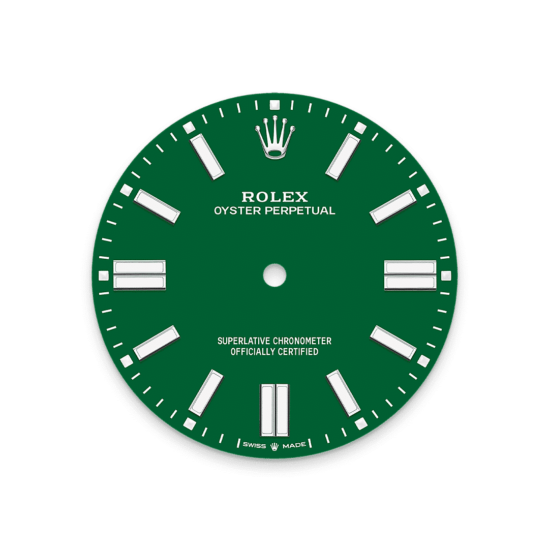 Rolex Oyster Perpetual 41 in Edelstahl Oystersteel, M134300-0004 – Juwelier Weinmayr – Grünes Zifferblatt