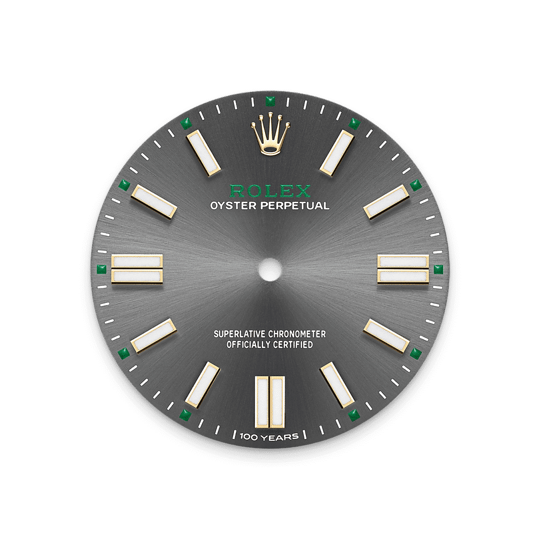 Rolex Oyster Perpetual 41 in Edelstahl Oystersteel und Gelbgold, M134303-0001 – Juwelier Weinmayr – Schiefergraues Zifferblatt